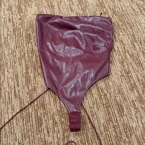 AKIRA Burgundy Faux Leather Halter Top